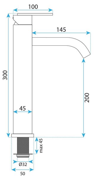 Rea Ontario, vysoká umývadlová batéria h-300, brúsená oceľ, REA-B5510