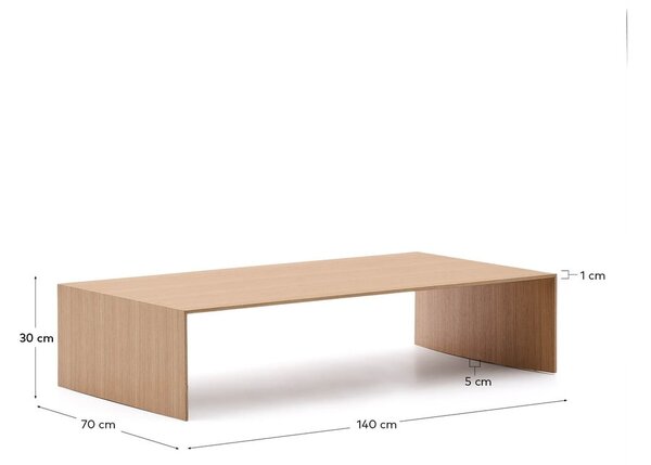 Konferenčný stolík vo svetloprírodnej farbe v dekore duba 70x140 cm Litto – Kave Home