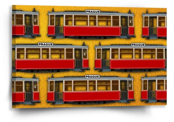 Sablio Obraz Pražské historické električky Žltý Pattern - 60x40 cm