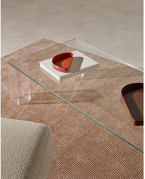 Hnedý sklenený konferenčný stolík 60x140 cm Adularia – Kave Home