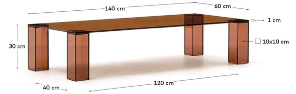 Hnedý sklenený konferenčný stolík 60x140 cm Adularia – Kave Home
