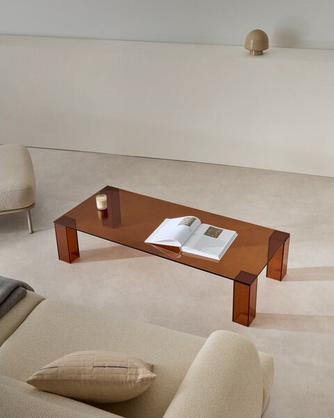 Hnedý sklenený konferenčný stolík 60x140 cm Adularia – Kave Home