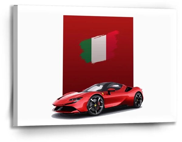 Sablio Obraz Ferrari Talianska vlajka na červenom bloku - 90x60 cm