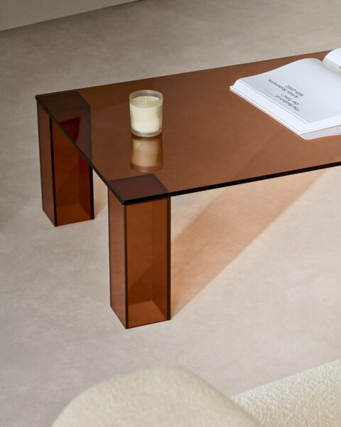 Hnedý sklenený konferenčný stolík 60x140 cm Adularia – Kave Home