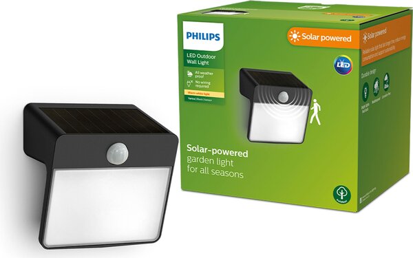 Philips 8720169265448, Vonkajšie nástenné osvetlenie, Čierna, Plast, IP44, Patio, Záhrada, III