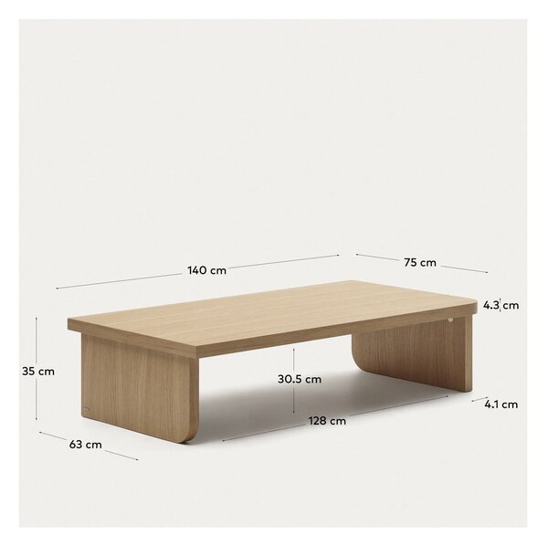 Konferenčný stolík v dekore duba v prírodnej farbe 75x140 cm Oaq – Kave Home