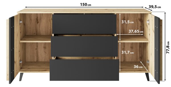 ŠIROKÁ KOMODA, béžová, 150/77,8/39,5 cm - Online Only obývacie izby, Online Only