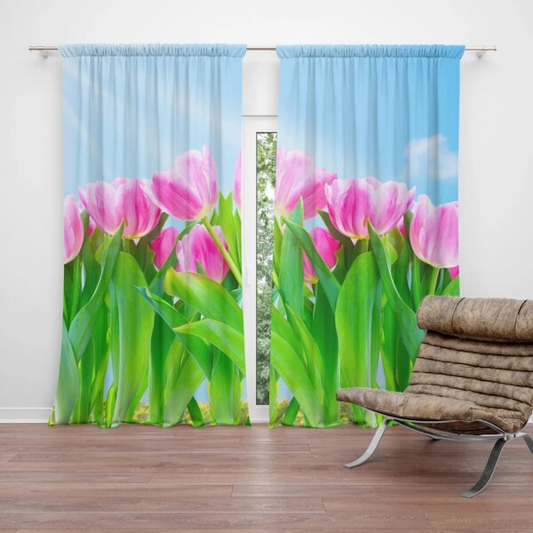 Sablio Záves Ružové tulipány: 2 ks 140x250 cm