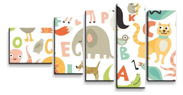 Sablio Obraz - 5-dílný Zoo abeceda - 100x60 cm