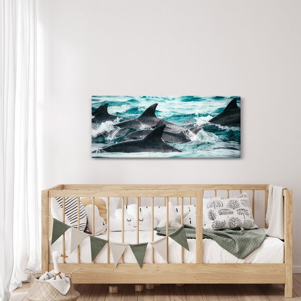 Obraz - Delfíny v oceáne (120x50 cm)