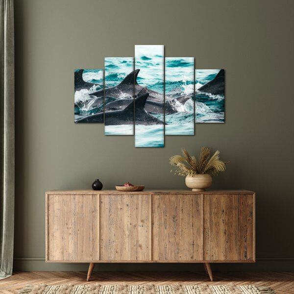 Obraz - Delfíny v oceáne (150x105 cm)