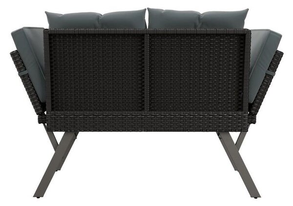 Polyratanová multifunkčná lavica 132 x 62 x 84cm čierna/sivá