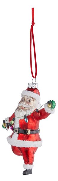 HANG ON Sklenená ozdoba Santa so svetelným reťazom