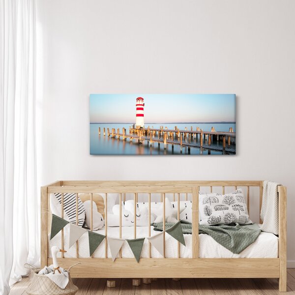 Obraz majáku za úsvitu (120x50 cm)