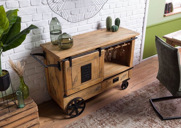 IRON Servírovací stolík Mango 120x45x85 prírodný lakovaný