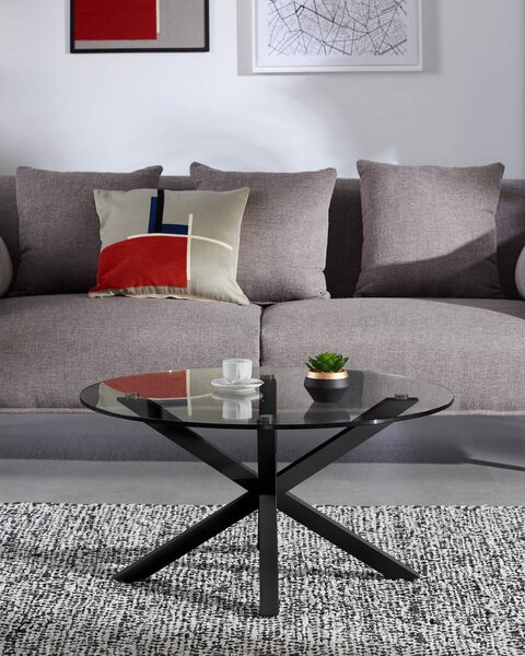 Čierny okrúhly konferenčný stolík so sklenenou doskou ø 82 cm Argo – Kave Home