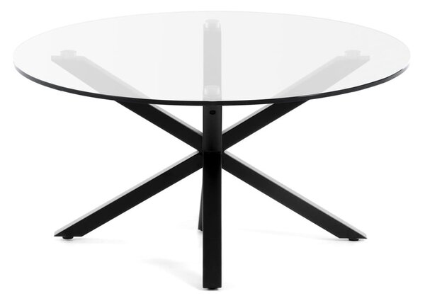 Čierny okrúhly konferenčný stolík so sklenenou doskou ø 82 cm Argo – Kave Home