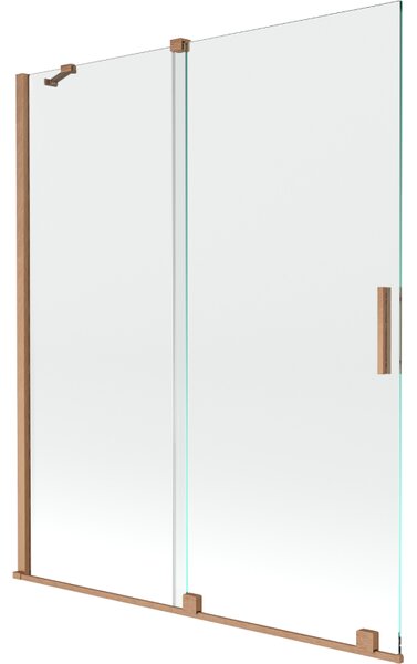 Mexen Velar, 2-krídlová posuvná vaňová zástena 140 x 150 cm, 8mm číre sklo, medená matná, 896-140-000-01-65