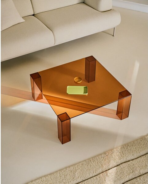 Hnedý sklenený konferenčný stolík 85x85 cm Adularia – Kave Home