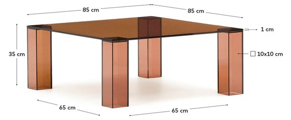 Hnedý sklenený konferenčný stolík 85x85 cm Adularia – Kave Home