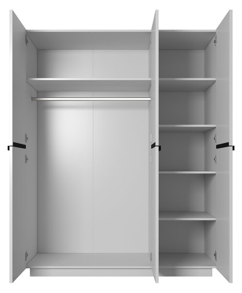 Skriňa Nicole 150 cm na sokli - biely mat / čierne úchytky