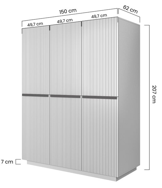 Šatníková skriňa Nicole 150 cm - čierny mat / čierne úchyty