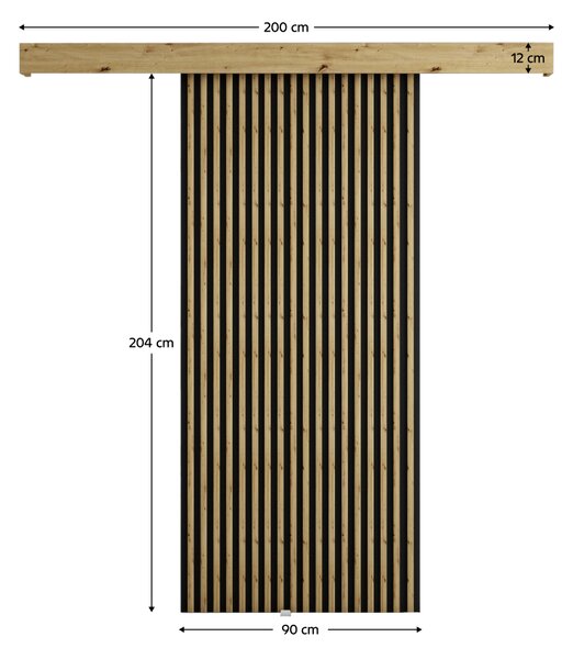 KONDELA Posuvné dvere, čierna/dub artisan, MODEN 90 1