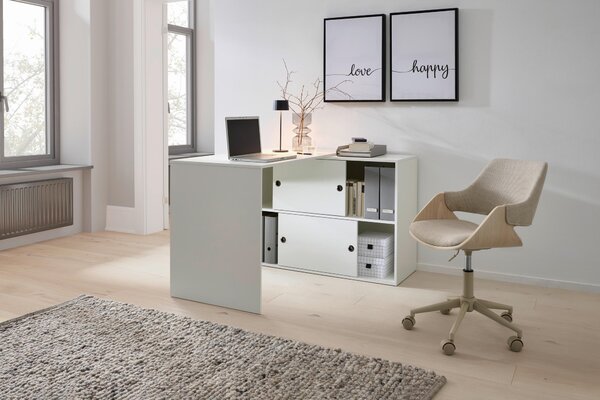 ROHOVÝ PÍSACÍ STÔL, biela, 120/78/107 cm MID.YOU - Online Only kancelárie, Online Only