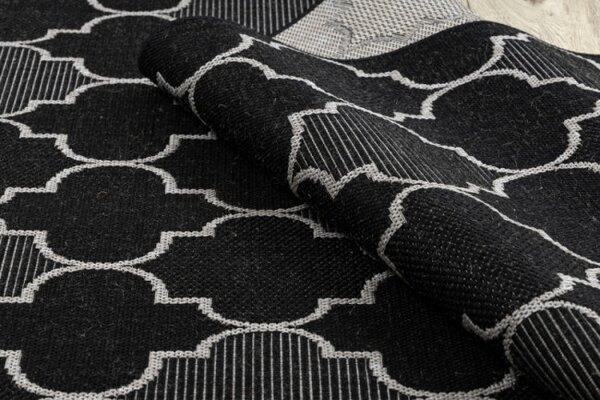 Koberec SIZAL FLOORLUX 20607 marokánsky, trellis - čierny, strieborný