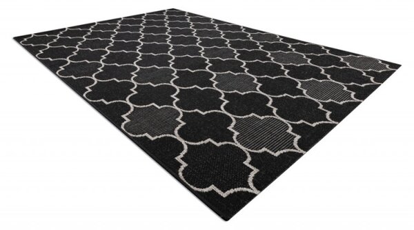 Koberec SIZAL FLOORLUX 20607 marokánsky, trellis - čierny, strieborný