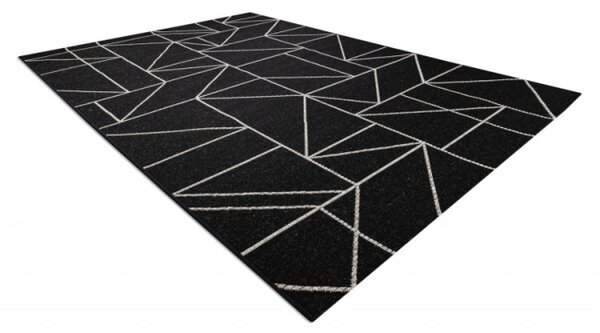 Koberec SIZAL FLOORLUX 20605 geometrický - čierny / strieborný