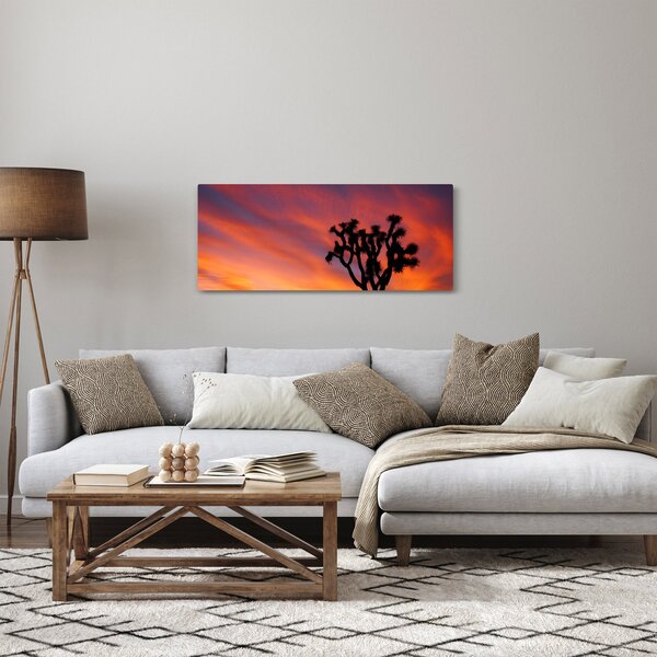 Obraz západu slnka nad siluetou stromu (120x50 cm)