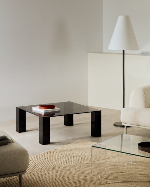 Tmavosivý sklenený konferenčný stolík 85x85 cm Adularia – Kave Home