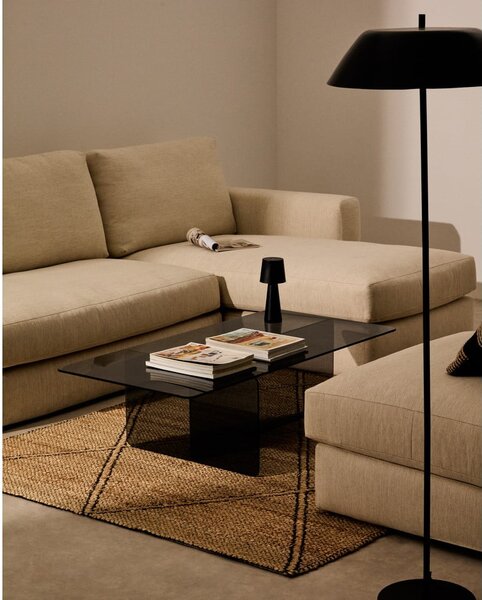 Sivý sklenený konferenčný stolík 60x120 cm Zaren – Kave Home