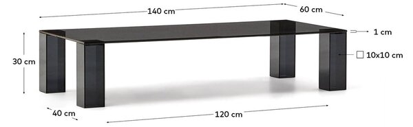 Tmavosivý sklenený konferenčný stolík 60x140 cm Adularia – Kave Home