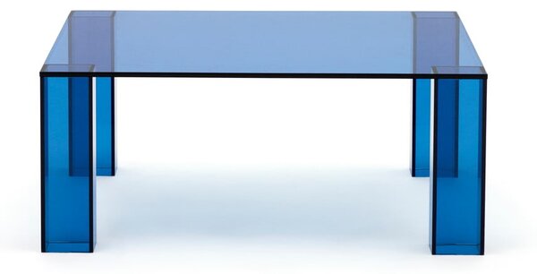 Modrý sklenený konferenčný stolík 85x85 cm Adularia – Kave Home