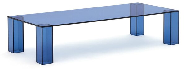 Modrý sklenený konferenčný stolík 60x140 cm Adularia – Kave Home
