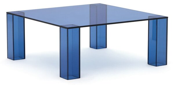 Modrý sklenený konferenčný stolík 85x85 cm Adularia – Kave Home