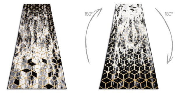 Koberec / Behúň GLOSS 409A 82 glamour, art deco čierny / sivý / zlatý