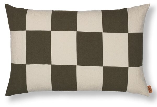 Bavlnený poťah na vankúš Fold Patchwork Dark Olive/Undyed 60 × 40 cm