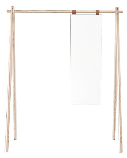 Vešiak z borovicového dreva so zrkadlom Karup Design Hongi Natural