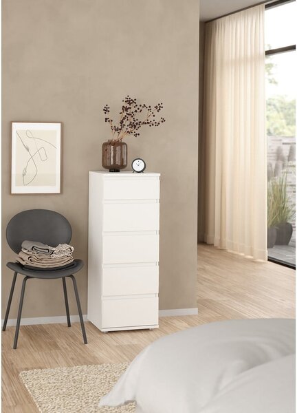 Biela vysoká komoda 40x107 cm Nova – Tvilum