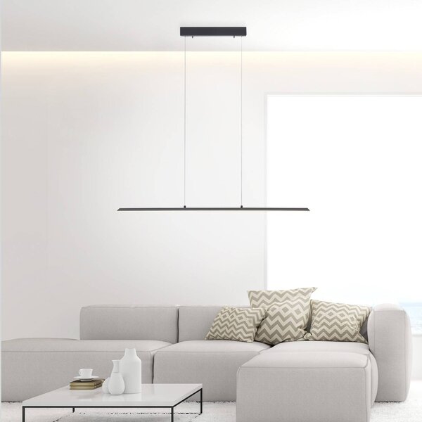 PURE LED závesné svetlo Lite, antracit, 100 cm, stmievateľné, Čierna, Obývacia izba / jedáleň, Hliník, Moderný, Závesné svietidlo