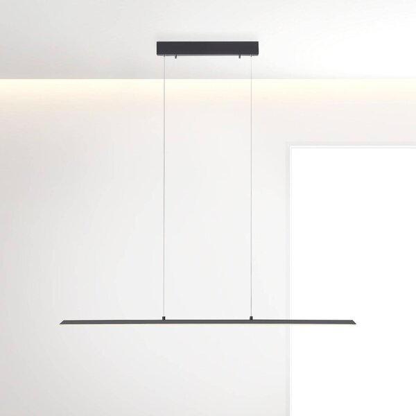 PURE LED závesné svetlo Lite, antracit, 100 cm, stmievateľné, Čierna, Obývacia izba / jedáleň, Hliník, Moderný, Závesné svietidlo