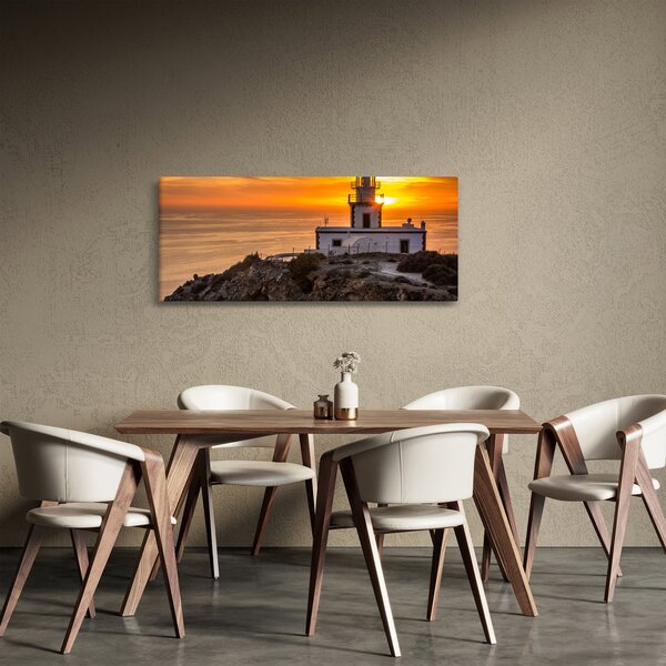 Obraz majáka pri západe slnka (120x50 cm)