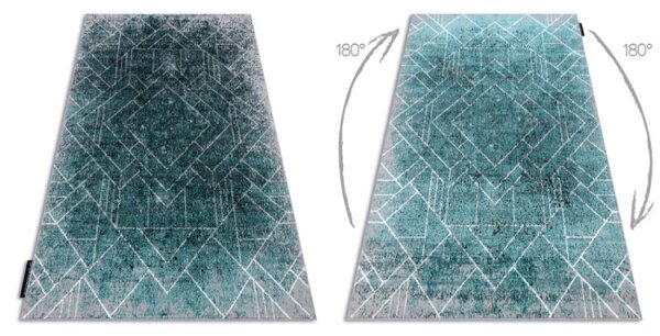 Koberec DE LUXE 626 geometrický, romby - sivý / zelený