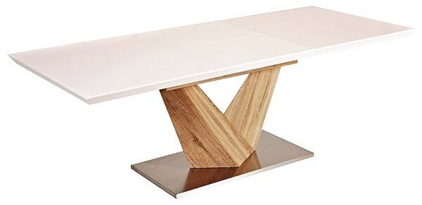 Rozkladací jedálenský stôl BENJAMIN 1 - 160x90, biely / dub sonoma