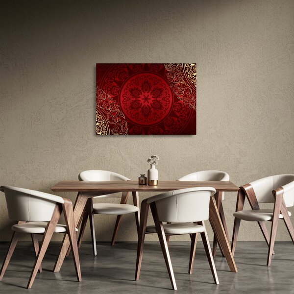 Sklenený obraz - Zlaté mandaly (70x50 cm)