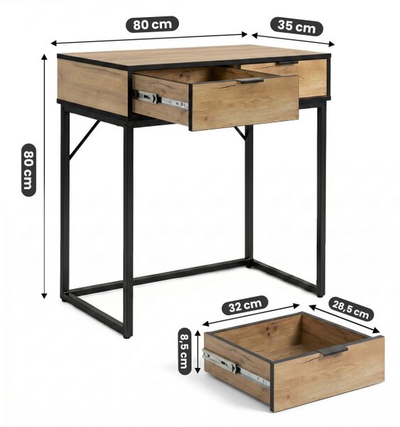 Konzolový stolík ELANO dub craft / čierne nohy