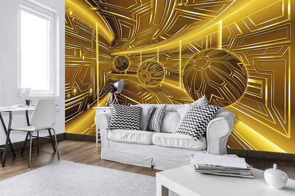 Fototapeta - Žltá ulička s loptičkami (152,5x104 cm)